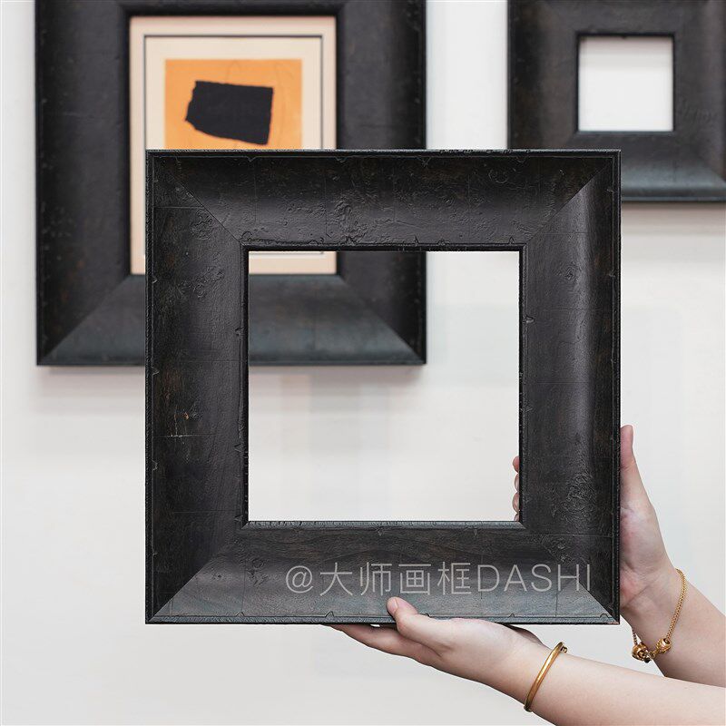 实木画框定制做旧相框黑色侘寂油画外框装裱版画大师复古镜框美式
