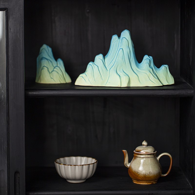 创意中式陶瓷假山微景观客厅电视柜玄关假山鱼缸水族造景装饰品