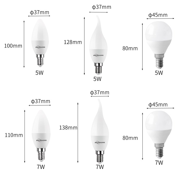 LED客厅卧室2700K3500K水晶灯具电灯泡全光谱无频闪E14E27蜡烛灯