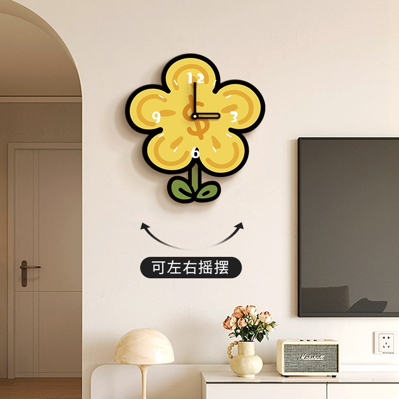 创意有钱花餐厅时钟装饰画挂画多巴胺客厅钟表挂钟沙发背景墙壁画