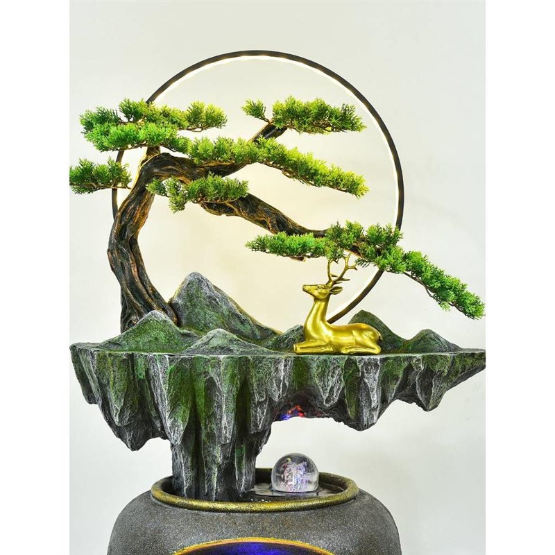 招财新中式流水落地办公室假山喷泉瀑布摆件客厅装饰循环水微景观