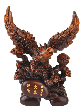 仿木雕老鹰大鹏展翅大展宏图家居装饰客厅老板办公室摆件高档摆设
