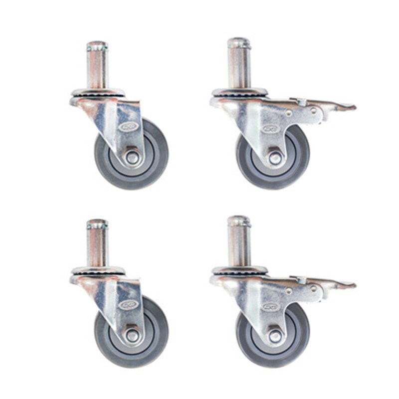 大管线网镀铬货架配件3寸4寸5寸轮静音防静电轮塑料夹片金属卡扣