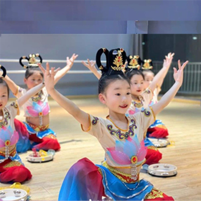 敦煌舞蹈服儿童飞天乐鼓壁画绝响服装女童男童敦煌舞上铃鼓演出服