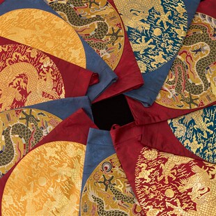 惜物国风汉服文创配饰中国风织金四团龙补子包包单肩斜挎背包腰包