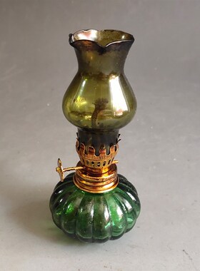 古玩杂项收藏仿古小号琉璃油灯家居摆件老物件两款可选
