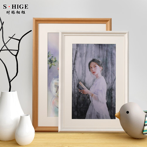 实木画框装裱木质相框16 20 24 36寸4开定制a3A4卡纸大尺寸挂墙