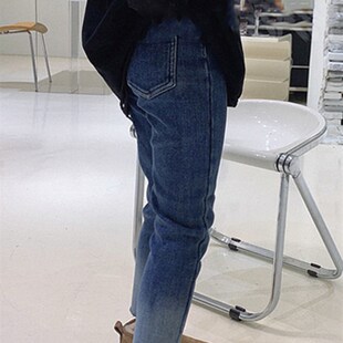 女童渐变色牛仔裤洋气2024春秋季新款儿童弹力铅笔裤女孩加厚裤子