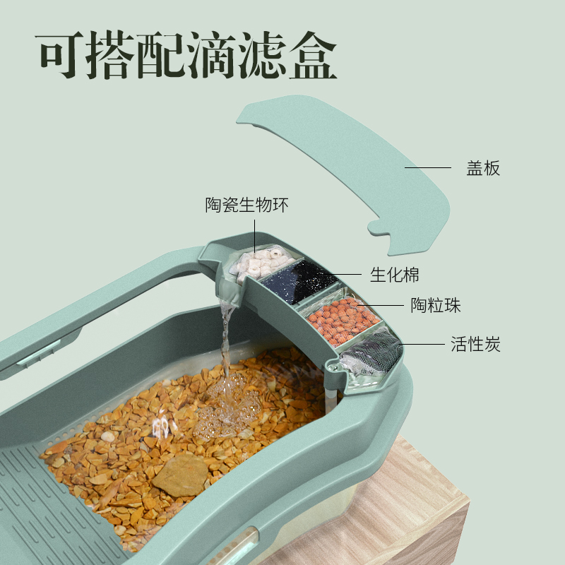 乌龟缸带晒台水陆缸别墅家用小中型养龟专用缸塑料饲养箱养龟神器