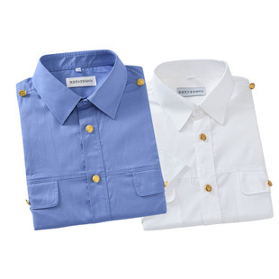 假领子蓝色外穿新式 衬衫 路服 铁路制服工作服新铁路男内穿长袖 新款