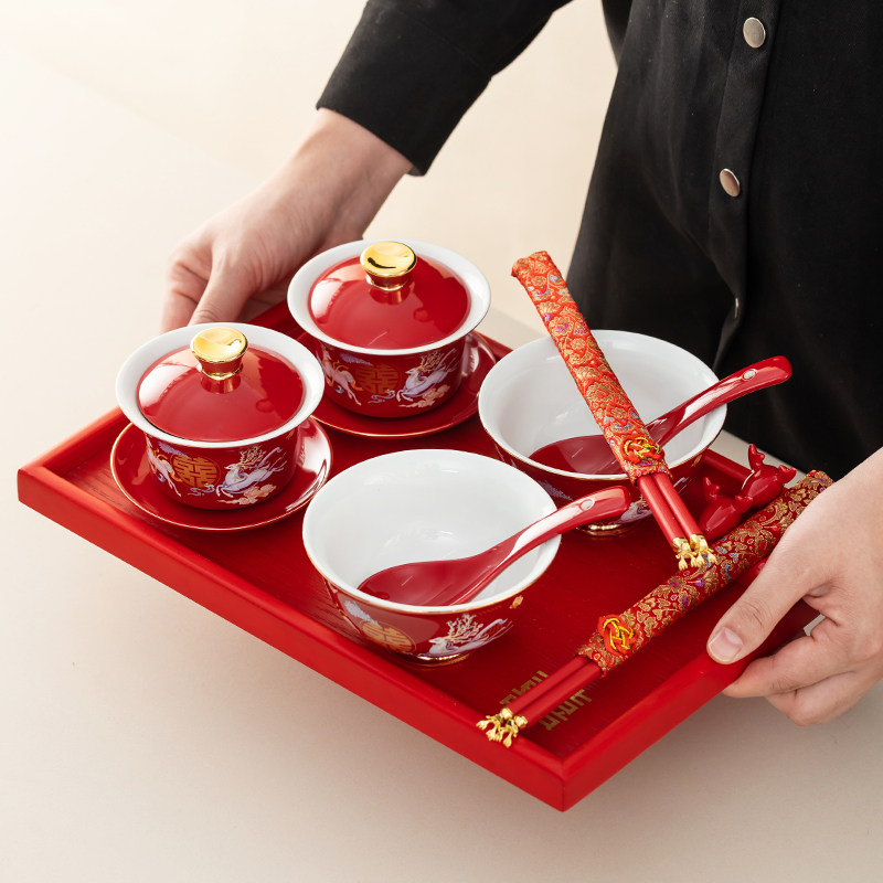 唐呈结婚碗筷套装陪嫁改口敬茶杯喜碗红色红碗对碗婚礼用品大全,节庆用品/礼品,喜碗/敬茶杯,淘宝优惠券,粉丝福利购,淘宝优惠卷