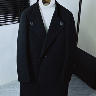 轻奢贵气~纯羊毛双面呢子大衣男士中长款外套西装领风衣帅百搭Q17