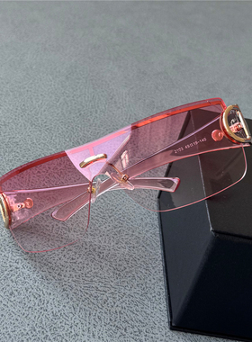 粉色女士太阳镜连体片墨镜防风镜女款朋克Y2K个性茶色防紫外线