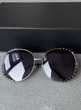 胖脸女士偏光太阳镜圆形镂空明星同款显瘦茶色墨镜防晒遮脸加大码