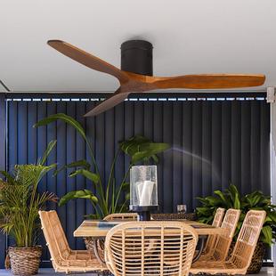 北欧风扇灯实木吊扇灯现代简约餐厅客厅卧室家用带电风扇吊灯一体
