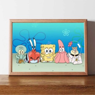 海绵宝宝比奇堡合照卡通动漫餐厅装饰画可爱相框摆台简约现代