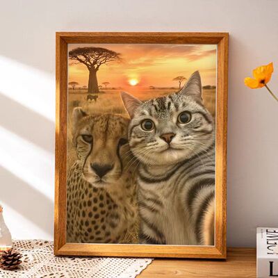 猫meme哈基米小猫的非洲大草原治愈系旅行家居玄关客厅装饰相框