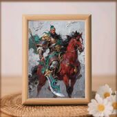 关公武财神财神爷仿油画高级摆台摆件关圣帝君招财镇宅相框摆客厅