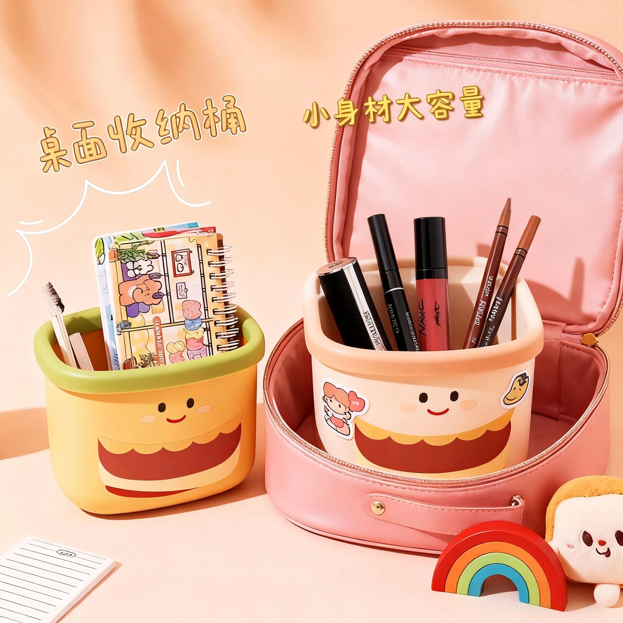 爆卖】桌面可爱多功能垃圾桶家用客厅收纳柜可爱少女创意款可爱