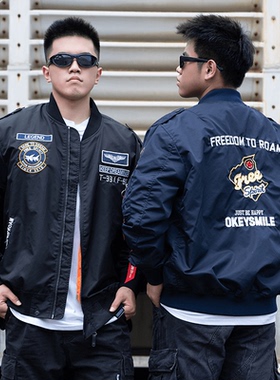 UOD潮牌飞行夹克男复古刺绣MA-1棒球服春秋季宽松百搭情侣款外套