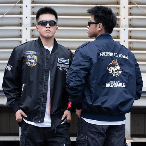 UOD潮牌飞行夹克男复古刺