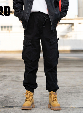 UOD休闲裤男宽松多口袋百搭情侣户外工装裤子棉春秋时尚束脚长裤