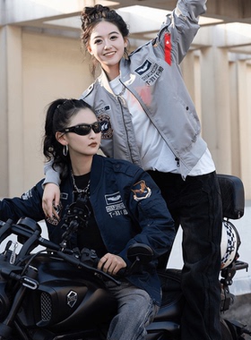 UOD潮牌红色飞行夹克男复古刺绣棒球服情侣款春秋季宽松百搭外套