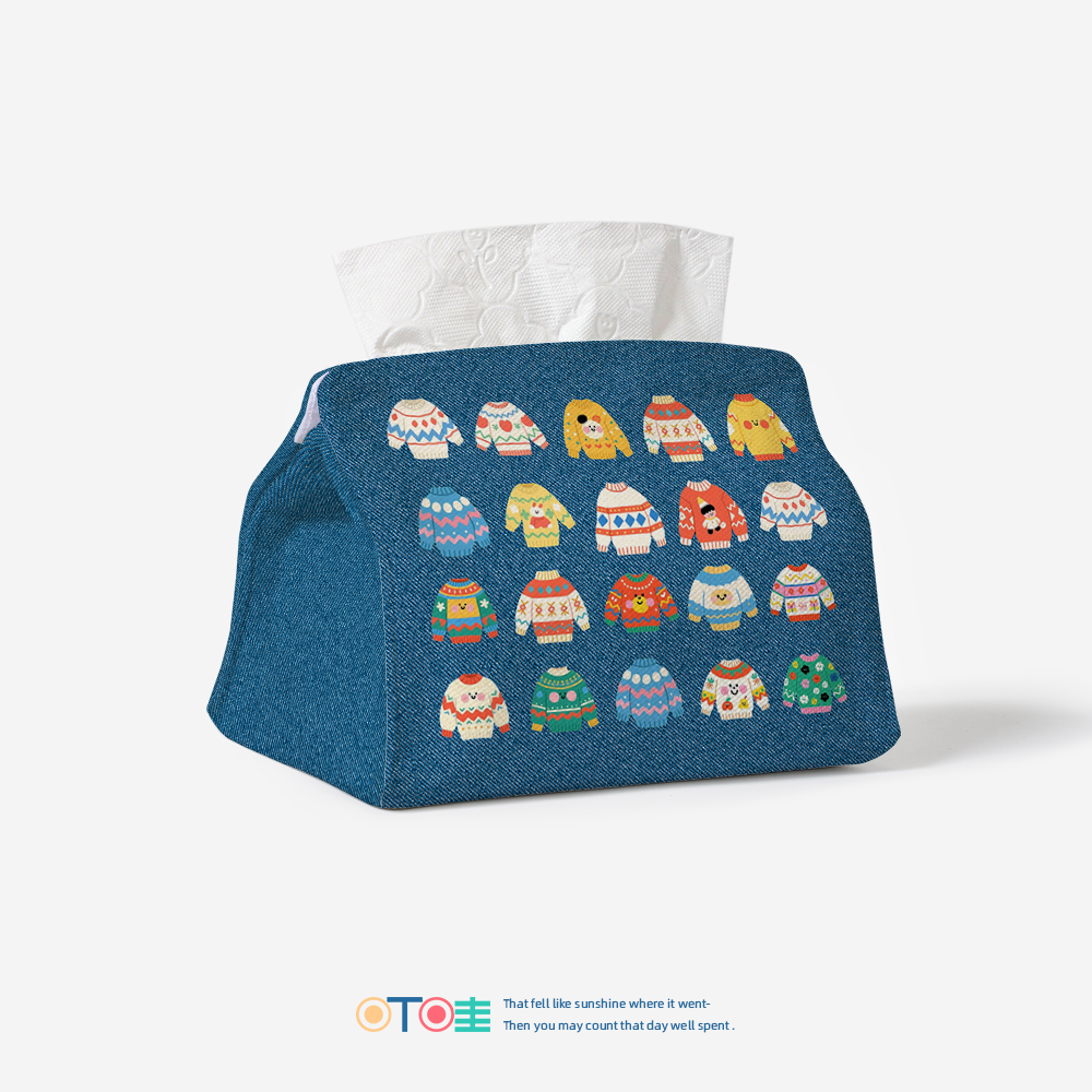 叮哇牛仔纹毛衣纸巾盒