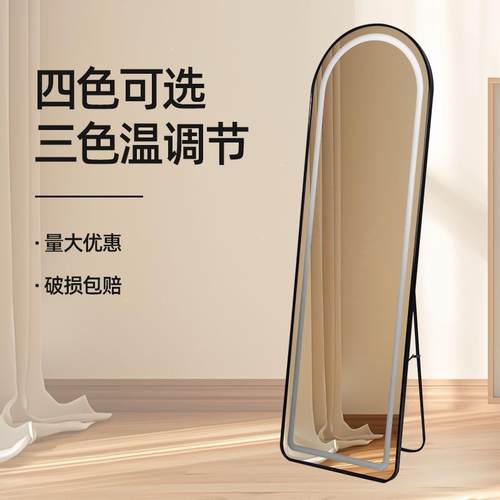 全身镜网红落地镜拱形穿衣镜灯镜试衣镜显瘦穿衣镜可移动家用镜子