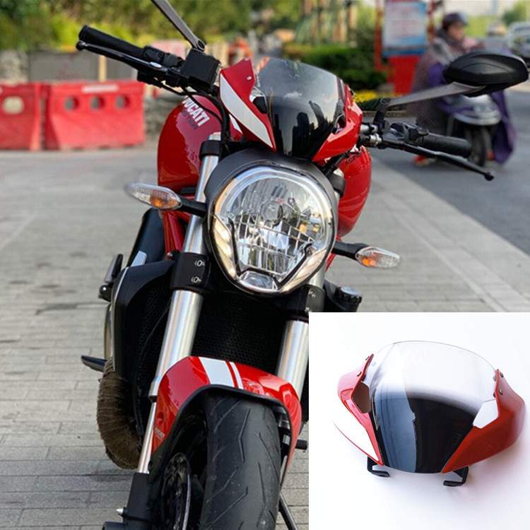 适用杜卡迪821前风挡 怪兽前挡风玻璃 14-22导流罩杜卡迪821头罩