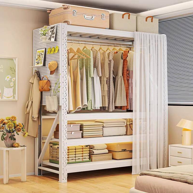 货架衣柜简易家用卧室衣橱出租房开放式衣帽架落地角钢衣架收纳架