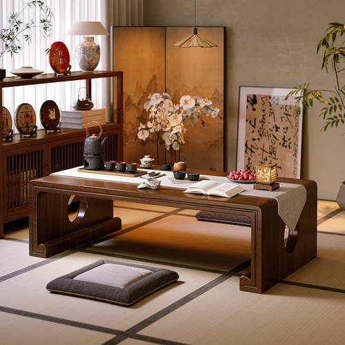 实木茶桌榻榻米新中式茶几2024新款家用小茶台床上飘窗阳台泡茶桌