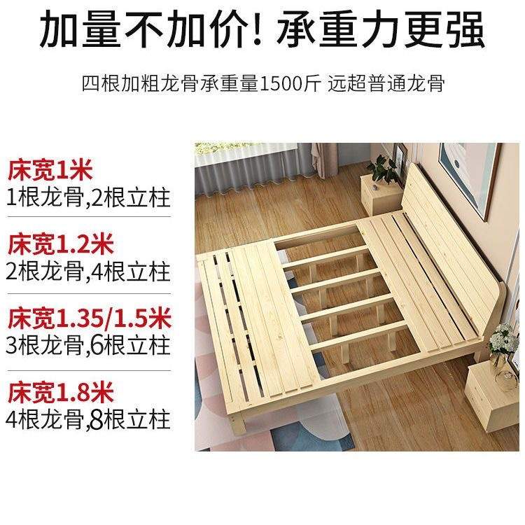 新款实木现代简约1.5米木床双人1.8米经济型出租房单人床简易床架