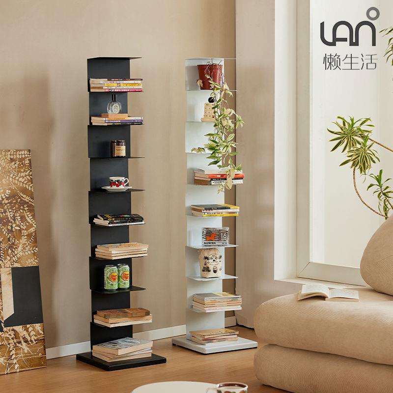 隐形书架网红落地置物架创意简易立式北欧家用客厅转角书柜铁艺