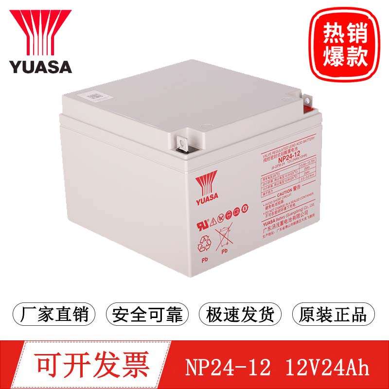 汤浅蓄电池NP24-12UPS电源12V24AH免维护EPS铅酸电池YUASA商用