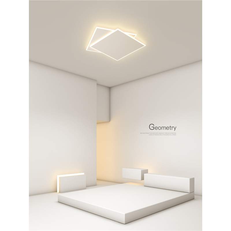 简约现代卧室灯几何led吸顶灯创意客厅灯书房灯方形房间中山灯具