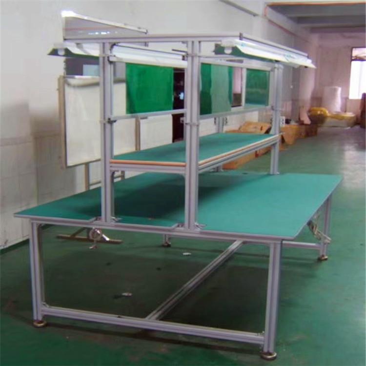 车间防静电工作台铝合金铝型材单边带灯双边操作台制订工厂供应