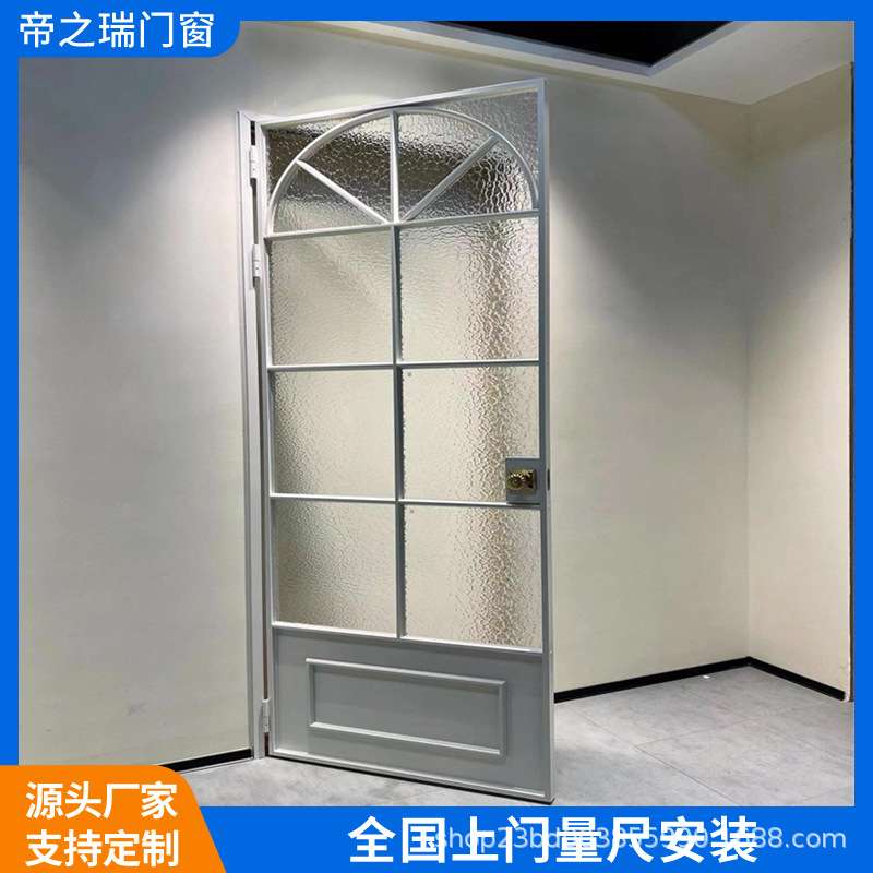 法式复古门老铁门极简推拉门海棠花玻璃门铝合金防爆玻璃门