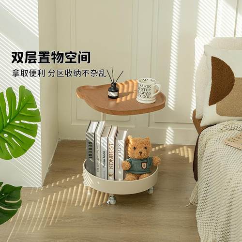 客厅沙发边几可移动茶几小推车创意落地灯带风扇一体置物架侧边柜