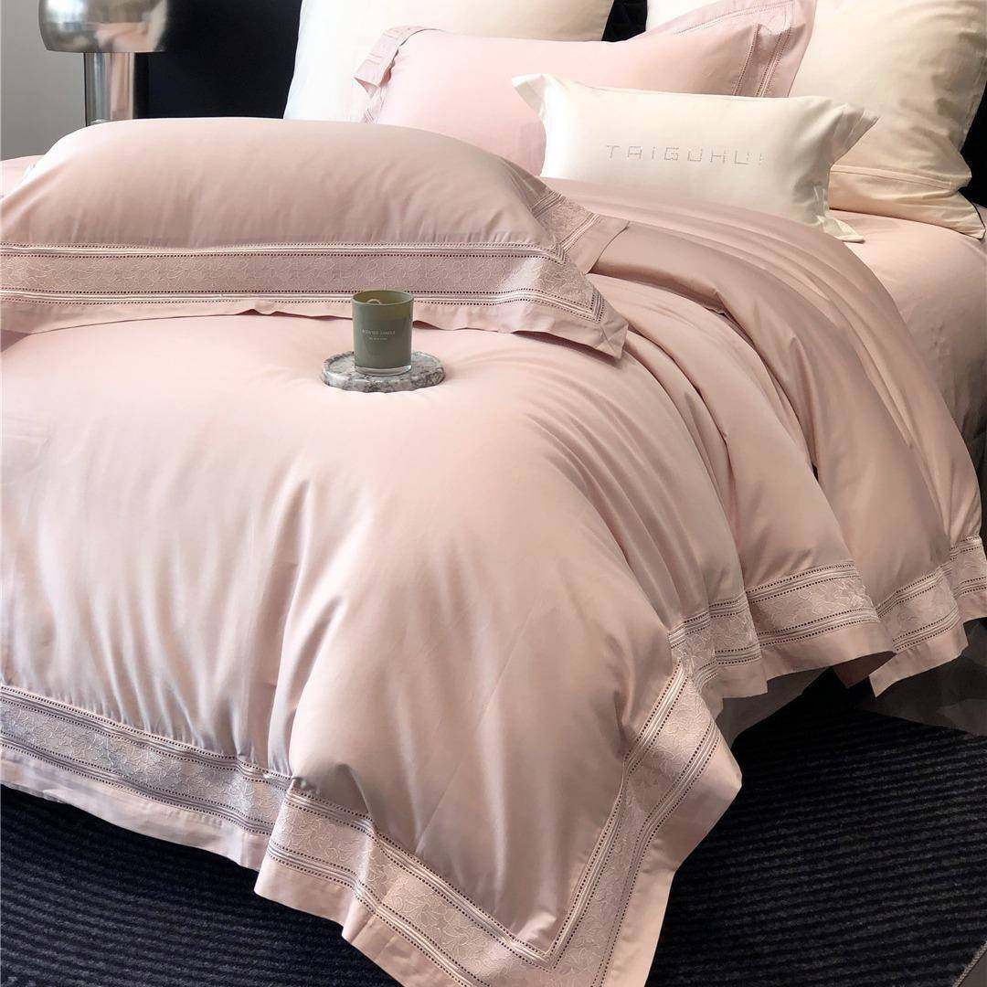 意式轻奢风镂空花边超柔裸睡级床品高级感纯棉长绒棉四件套格拉夫