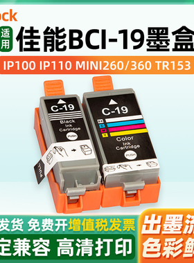 适用佳能BCI-19BK BCI-19C墨盒日本机CANON PLXUS IP100 IP110 MINI260 MINI360 TR153打印机黑色彩色墨水盒