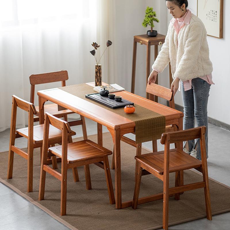 新中式实木茶桌椅组合家用学习写字书法桌工作台简易茶台办公茶桌