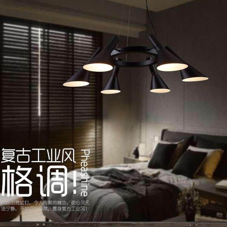 loft复古工业风餐厅吧台铁艺吊灯美式简约客厅书房创意灯具