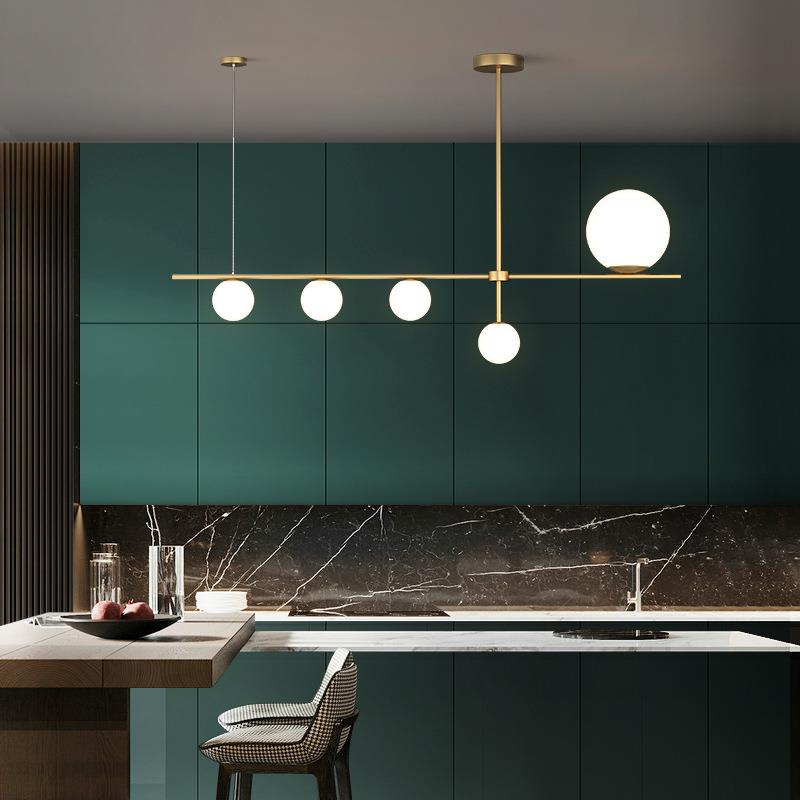 法式奶油风餐厅吊灯现代简约全铜北欧创意个性大气led吧台吊灯具