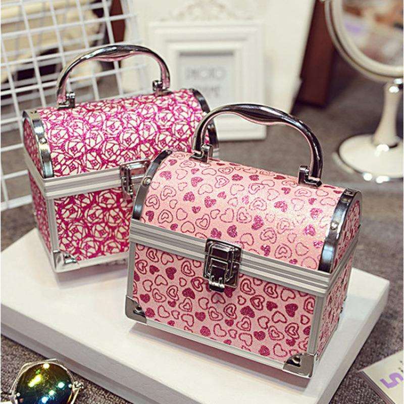 2025新款化妆店工具箱韩版铝合金ABS多层迷你收纳箱16x10x14cm