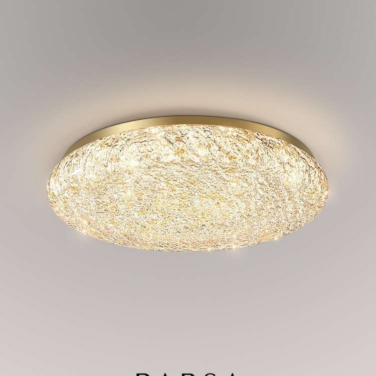 后现代吸顶灯轻奢极简圆形客厅主卧室树脂灯创意个性全铜灯饰