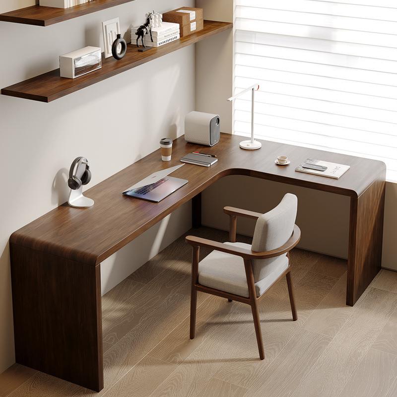 客厅家用实木转角书桌轻奢高级感电脑桌L形办公桌书房阅读学习桌