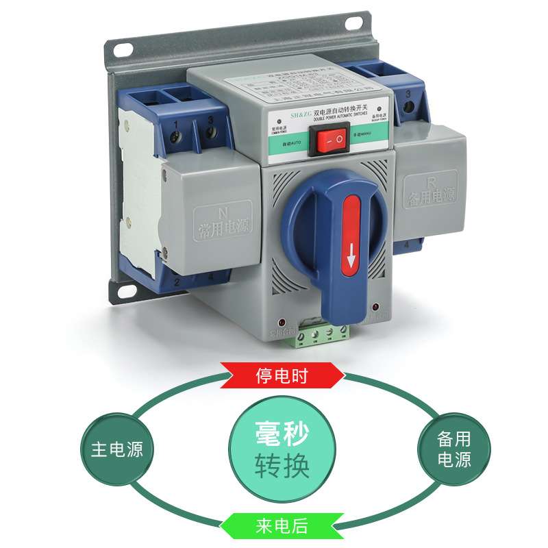 双电源自动转换开关ZGQ1M-63A/2P100A160A250APC级双电源切换开关
