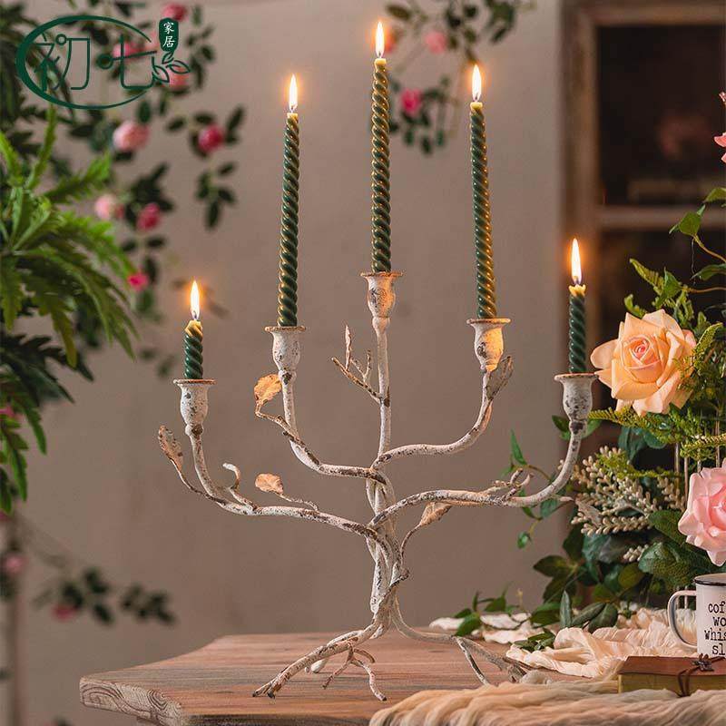 法式餐厅浪漫烛光晚餐蜡烛台万圣节装饰摆件美式复古做旧铁艺烛台,农机/农具/农膜,其它农用工具,淘宝优惠券,粉丝福利购,淘宝优惠卷