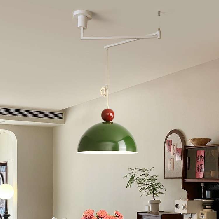 花苞 带摇臂餐厅吊灯奶油风可移位餐桌灯法式中古饭厅灯圆形桌灯